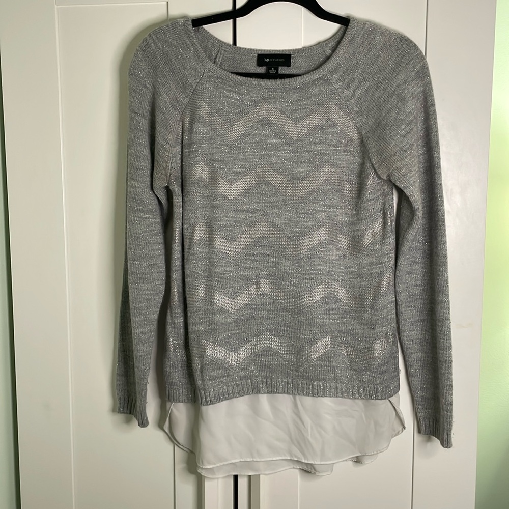 AB Studio Gray Glitter Sweater - Size Small - Picture 3 of 9